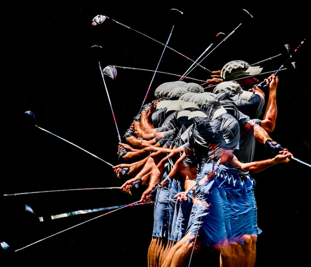 A golf swing captured as a multiple exposure
